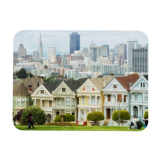 Painted Ladies, Victorian houses and skyline Magneet (Horizontaal)