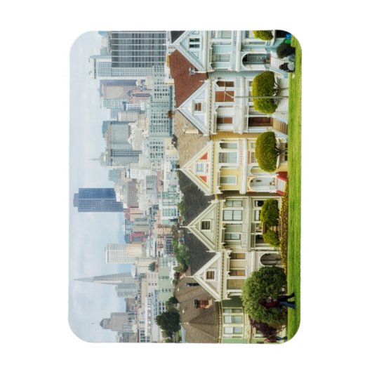 Painted Ladies, Victorian houses and skyline Magneet (Verticaal)