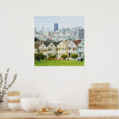Painted Ladies, Victorian houses and skyline Poster (Keuken)
