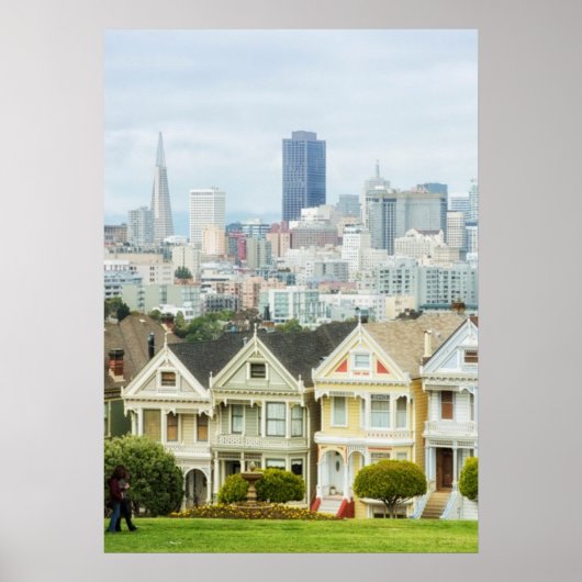 Painted Ladies, Victorian houses and skyline Poster (Voorkant)