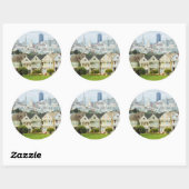 Painted Ladies, Victorian houses and skyline Ronde Sticker (Vel)