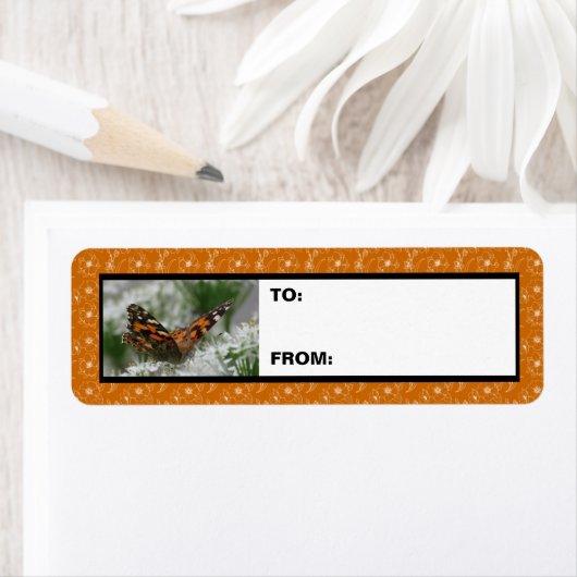 Painted Lady Butterfly Gift Label (Insitu)