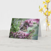 Painted Lady Verjaardag Kaart (Gele Bloem)