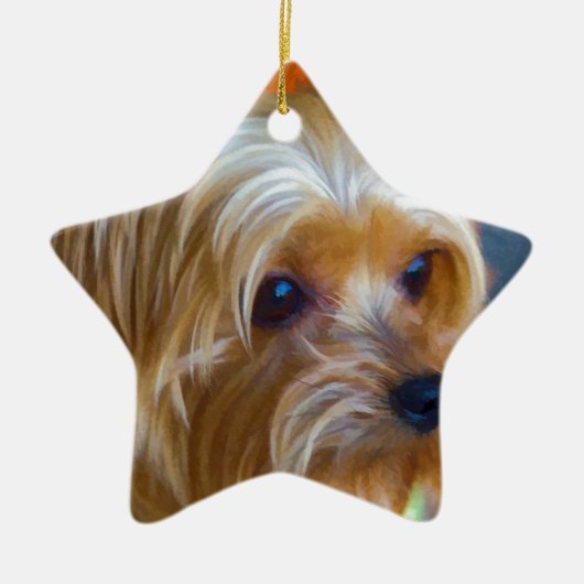 Painted Lady Yorkshire Terrier Keramisch Ornament (Voorkant)