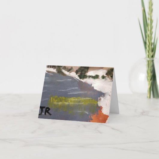 Painted lake scene blank note card bedankkaart (Voorkant)