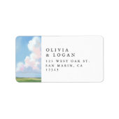 Painted Landscape Sky Cloud Wedding Return Address Etiket (Voorkant)
