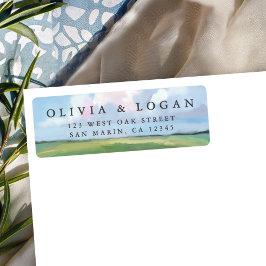Painted Landscape Sky Cloud Wedding Return Address Etiket
