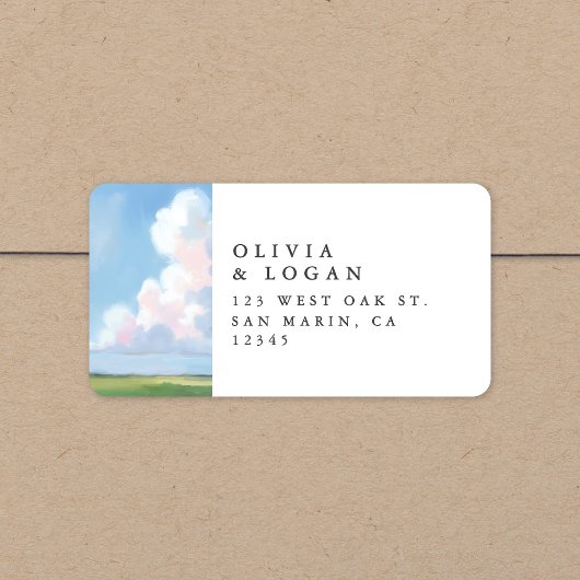 Painted Landscape Sky Cloud Wedding Return Address Etiket