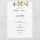 Painted lemons greenery foliage wedding menu (Voorkant)