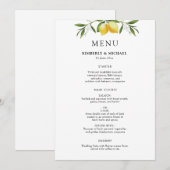 Painted lemons greenery foliage wedding menu kaart (Voorkant / Achterkant)