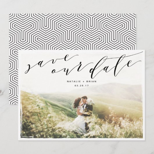 Painted Lijst Geometrische Save the Date Kaart (Voorkant / Achterkant)