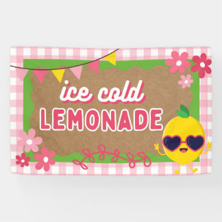 Painted Look Limonade Stand Banner Pink Gingham