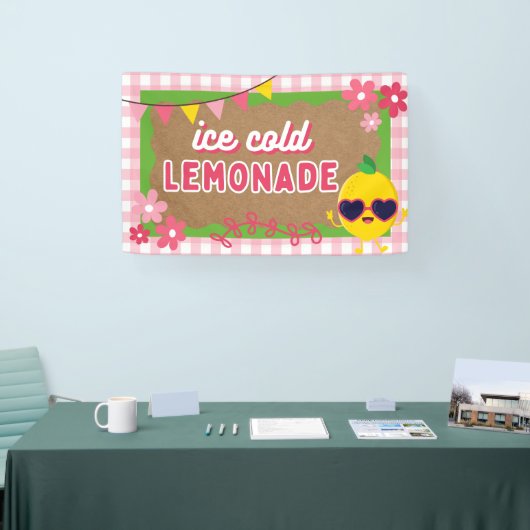 Painted Look Limonade Stand Banner Pink Gingham (Beurs)