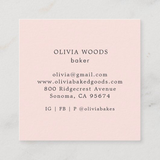 Painted Macaron Dessert Baker Vierkante Visitekaartje (Achterkant)