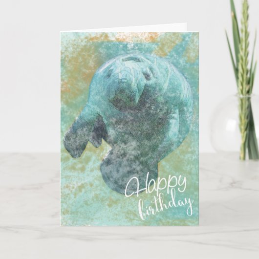 Painted Manatee Happy Birthday-kaart Kaart (Voorkant)