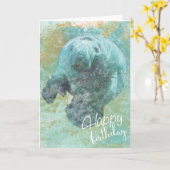 Painted Manatee Happy Birthday-kaart Kaart (Gele Bloem)