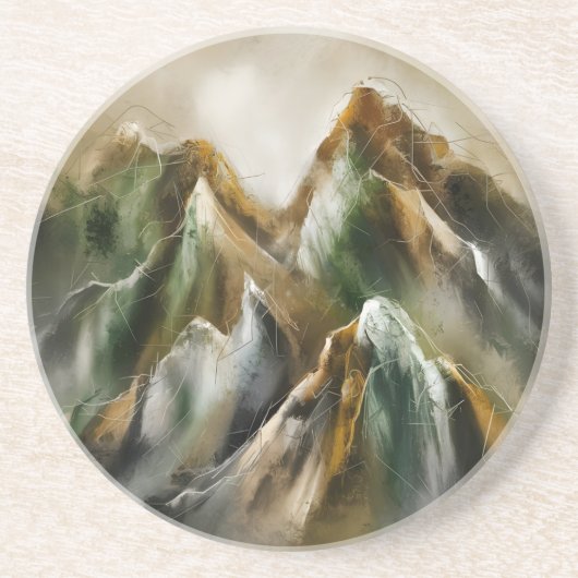 Painted Mountains Zandsteen Onderzetter (Voorkant)