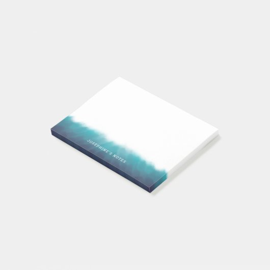 Painted Ocean Waves Blauwe Waterverf Gepersonalise Post-it® Notes (Schuin)