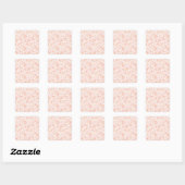 Painted Peach Palm Leaves Vierkante Sticker (Vel)