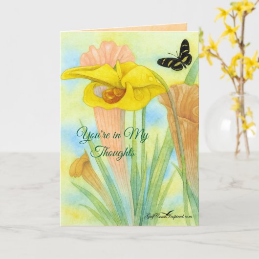 Painted Petals Pitcher Plant Folded Greeting Card Kaart (Gele Bloem)
