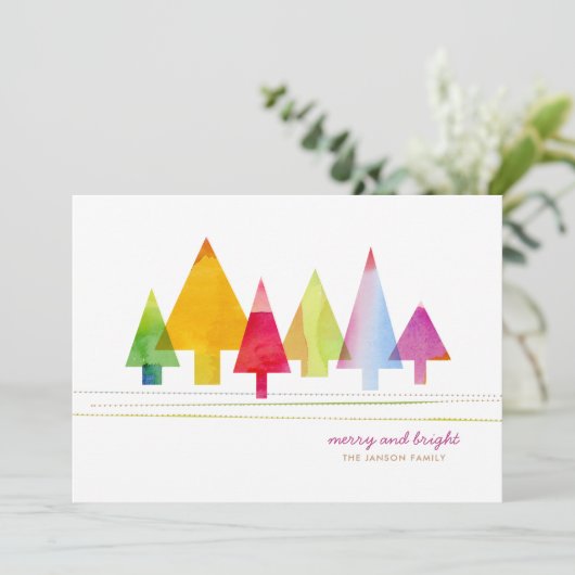 Painted Pines Feestdagenkaart (Staand voorkant)