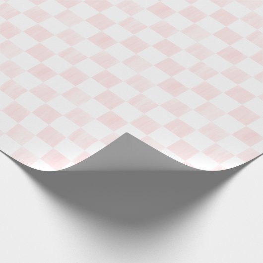 Painted Pink and White Check Checkerboard Pattern Cadeaupapier (Hoek)