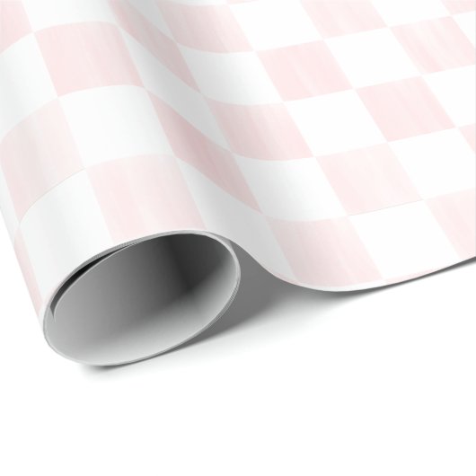 Painted Pink and White Check Checkerboard Pattern Cadeaupapier (Rol Hoek)