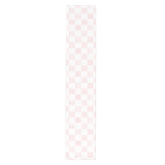 Painted Pink and White Check Checkerboard Pattern Medium Tafelloper (Voorkant)