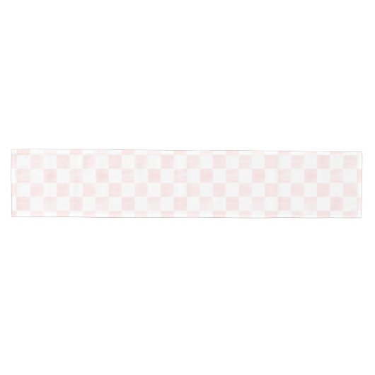 Painted Pink and White Check Checkerboard Pattern Medium Tafelloper (Horizontaal)