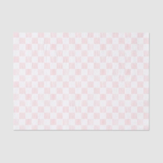 Painted Pink and White Check Checkerboard Pattern Tissuepapier (Voorkant)