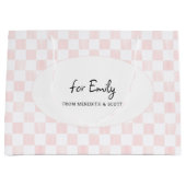 Painted Pink Checkerboard Pattern Personalized Groot Cadeauzakje (Voorkant)