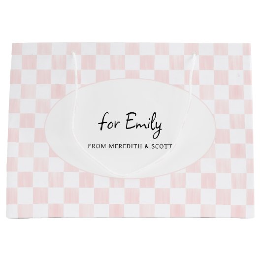 Painted Pink Checkerboard Pattern Personalized Groot Cadeauzakje (Voorkant)