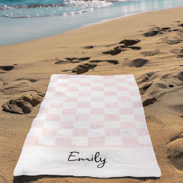 Painted Pink Checkerboard Pattern Personalized Strandlaken