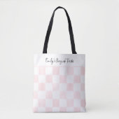 Painted Pink Checkerboard Pattern Personalized Tote Bag (Voorkant)