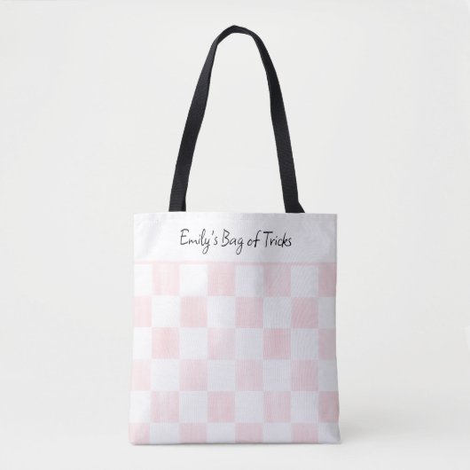 Painted Pink Checkerboard Pattern Personalized Tote Bag (Voorkant)
