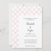 Painted Pink Checkerboard Pattern Wedding Kaart (Voorkant)