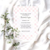 Painted Pink Checkerboard Pattern Wedding Kaart