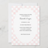 Painted Pink Checkerboard Pattern Wedding Kaart (Voorkant)
