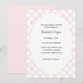 Painted Pink Checkerboard Pattern Wedding Kaart (Voorkant / Achterkant)