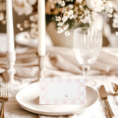 Painted Pink Checkerboard Pattern Wedding Plaatskaartje