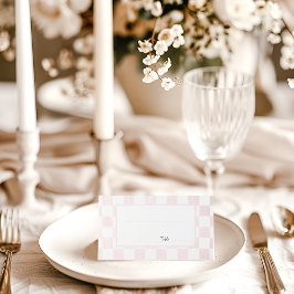 Painted Pink Checkerboard Pattern Wedding Plaatskaartje