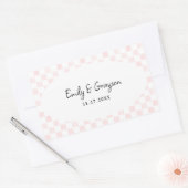 Painted Pink Checkerboard Pattern Wedding Rechthoekige Sticker (Envelop)