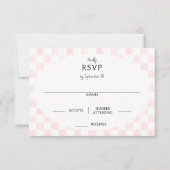 Painted Pink Checkerboard Pattern Wedding RSVP Kaartje (Voorkant)