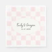 Painted Pink Checkerboard Pattern Wedding Servet (Voorkant)