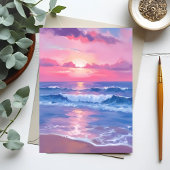 Painted Pink Ocean | Coastal Watercolor Pastel Briefkaart