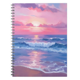 Painted Pink Ocean | Coastal Watercolor Pastel Notitieboek