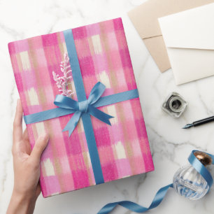 Painted Pink Plaid Wrapping Paper Roll Cadeaupapier