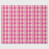 Painted Pink Plaid Wrapping Paper Roll Cadeaupapier (Vlak)