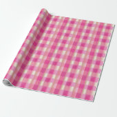 Painted Pink Plaid Wrapping Paper Roll Cadeaupapier (Uitgerold)