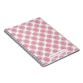 Painted pink roses and gold glitter notebook notitieboek